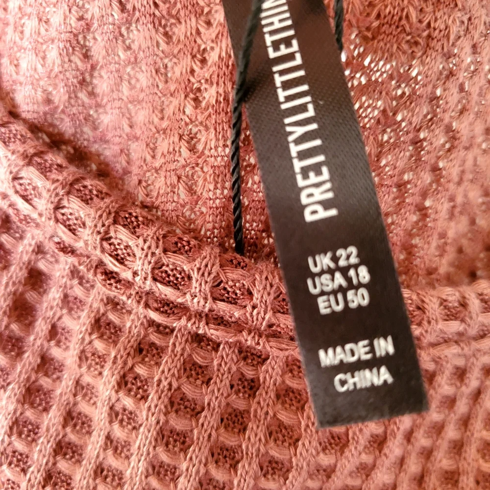 New Pretty Little Thing Plus Size Rose Waffle Knit Beach Maxi‎ Dress Size 18 NWT - Picture 6 of 9